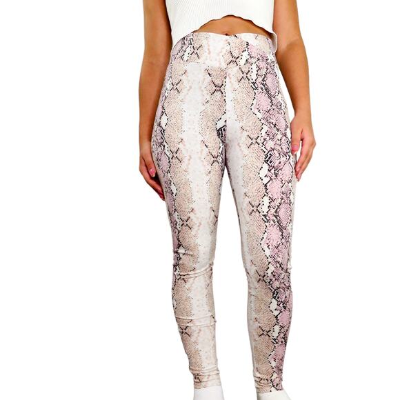 Fashion Nova Shed Your Skin Pink Snakeskin Leggings XS - Picture 11 of 13